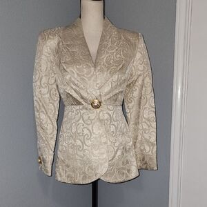 Elegant Cream Brocade Women's Jacket